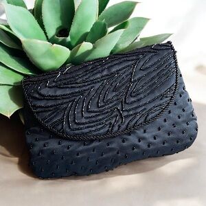 La Regale Ltd. Black Seed Beaded Handbag Clutch